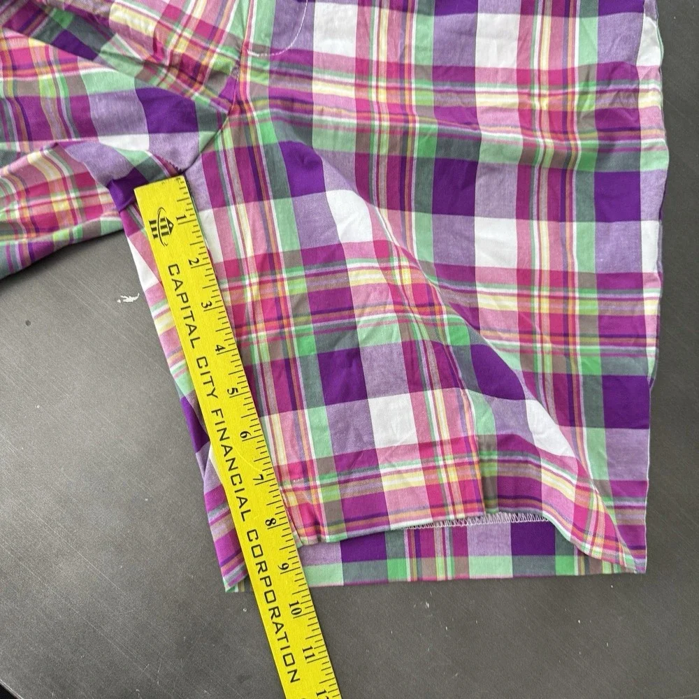 LRL Ralph Lauren Active Colorful Pink Purple Plaid Chino Short Golf Shorts 10